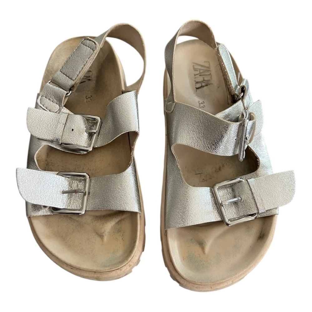 Zara Silver Sandals with Adjustable Straps Size 33